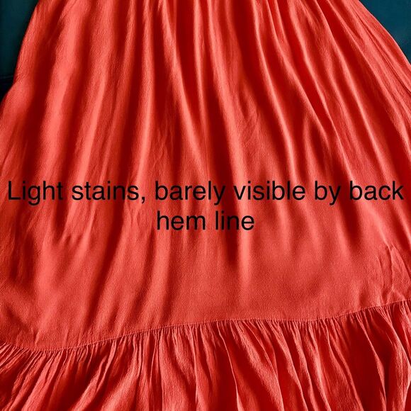 Moon River Anthropologie Orange Embroidered Boho Midi Dress size Medium - Picture 11 of 16